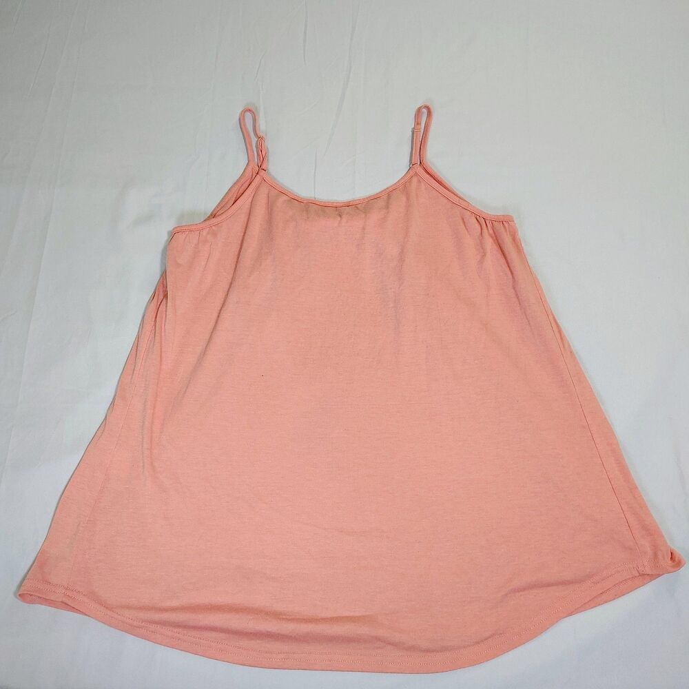 Peach Camisole Spaghetti Strap Tank Top Sz L Beachy Coastal Summer Flowy Boho - Picture 8 of 8
